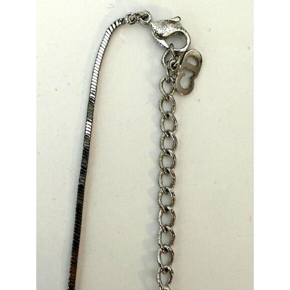 Vintage Christian Dior #2 Pendant Necklace Silver Logo Etched Pink Charm RARE - Picture 4 of 5